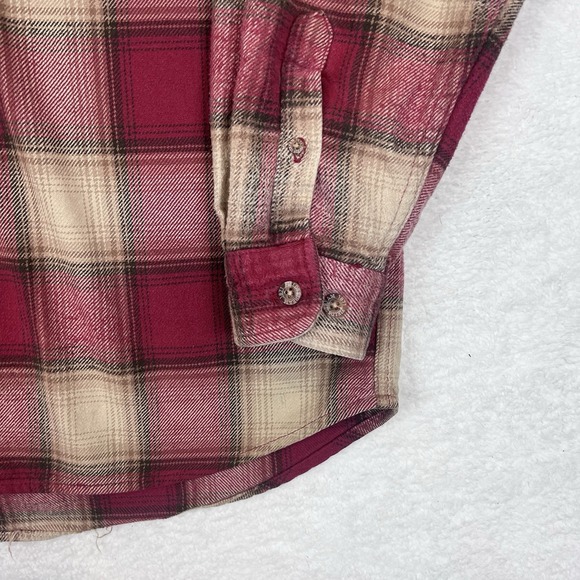 Field & Stream Heavyweight Flannel Men's Red/Tan Long‎ Sleeve Button Up - Picture 3 of 6